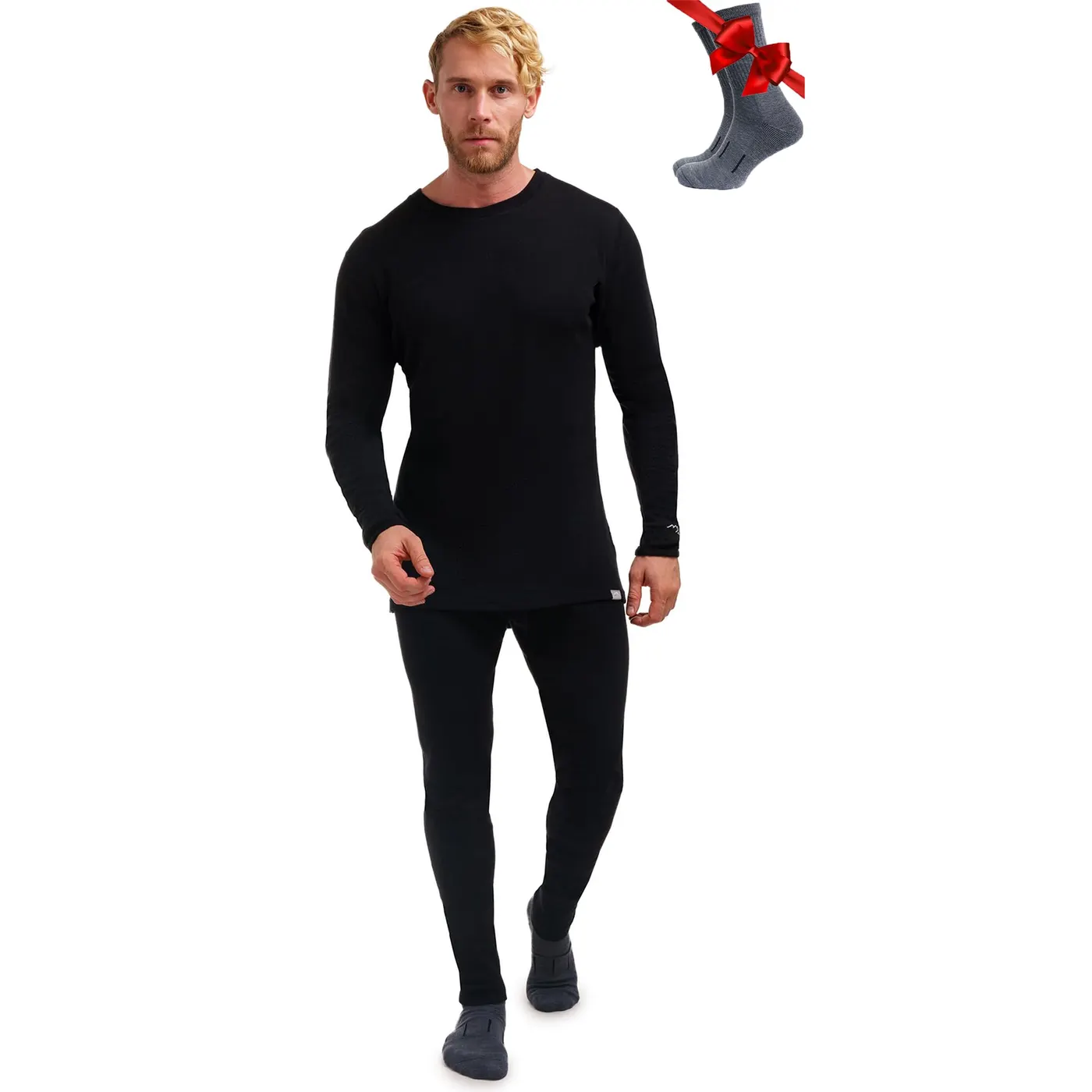 100% Merino Wool Base Layer Men Set - Thermal Underwear for Men Long Johns | Lite, Midweight, Heavyweight Options, Naturally Odor-Resistant, Breathable Cold Weather Top Bottom, Ideal for Hiking, Skiing, photograph 1 of 16