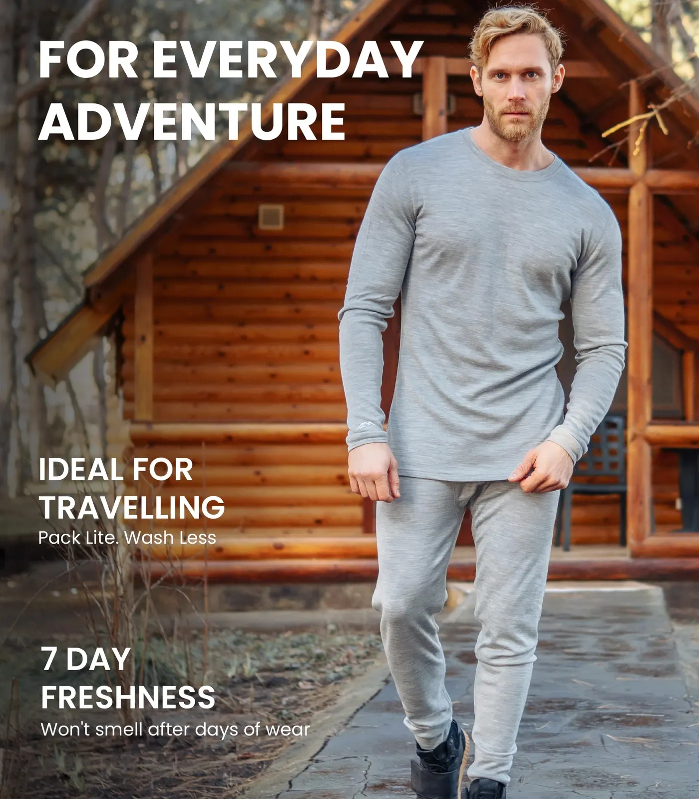 100% Merino Wool Base Layer Men Set - Thermal Underwear for Men Long Johns | Lite, Midweight, Heavyweight Options, Naturally Odor-Resistant, Breathable Cold Weather Top Bottom, Ideal for Hiking, Skiing, photograph 5 of 16